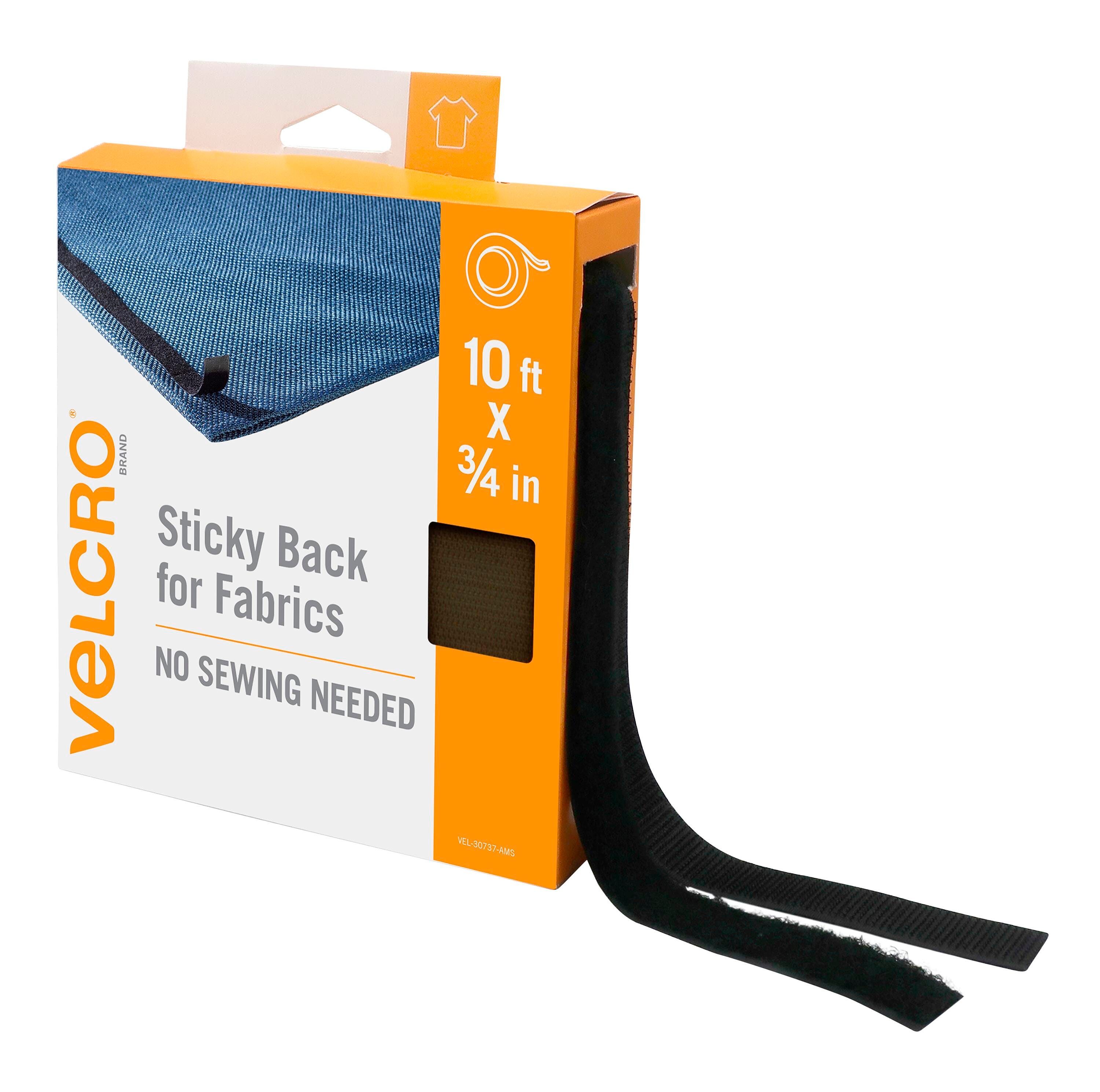 FASTNERS VELCRO STICKY BACK FOR FABRIC 10 FT X 3/4 IN BLACK ROLL