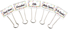 BINDER CLIPS CONFETTI CLASSROOM MGT LARGE SET OF 5