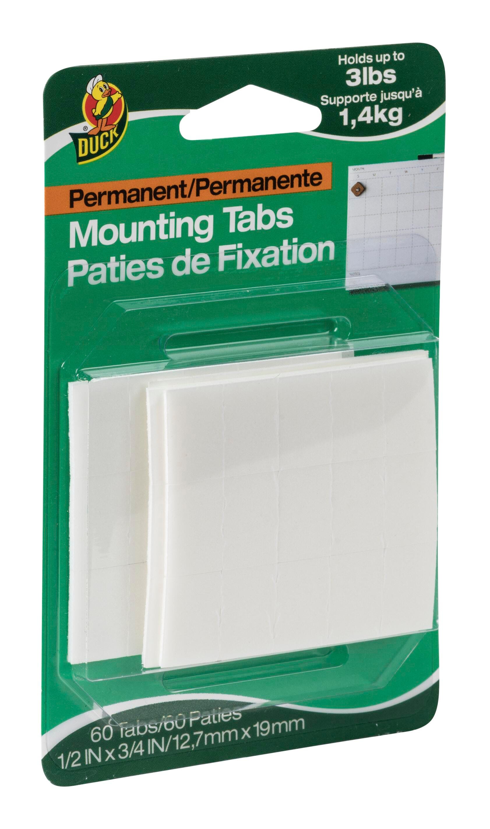 MOUNTING TABS DUCK 1/2 IN X 3/4 IN WHITE PACK OF 60