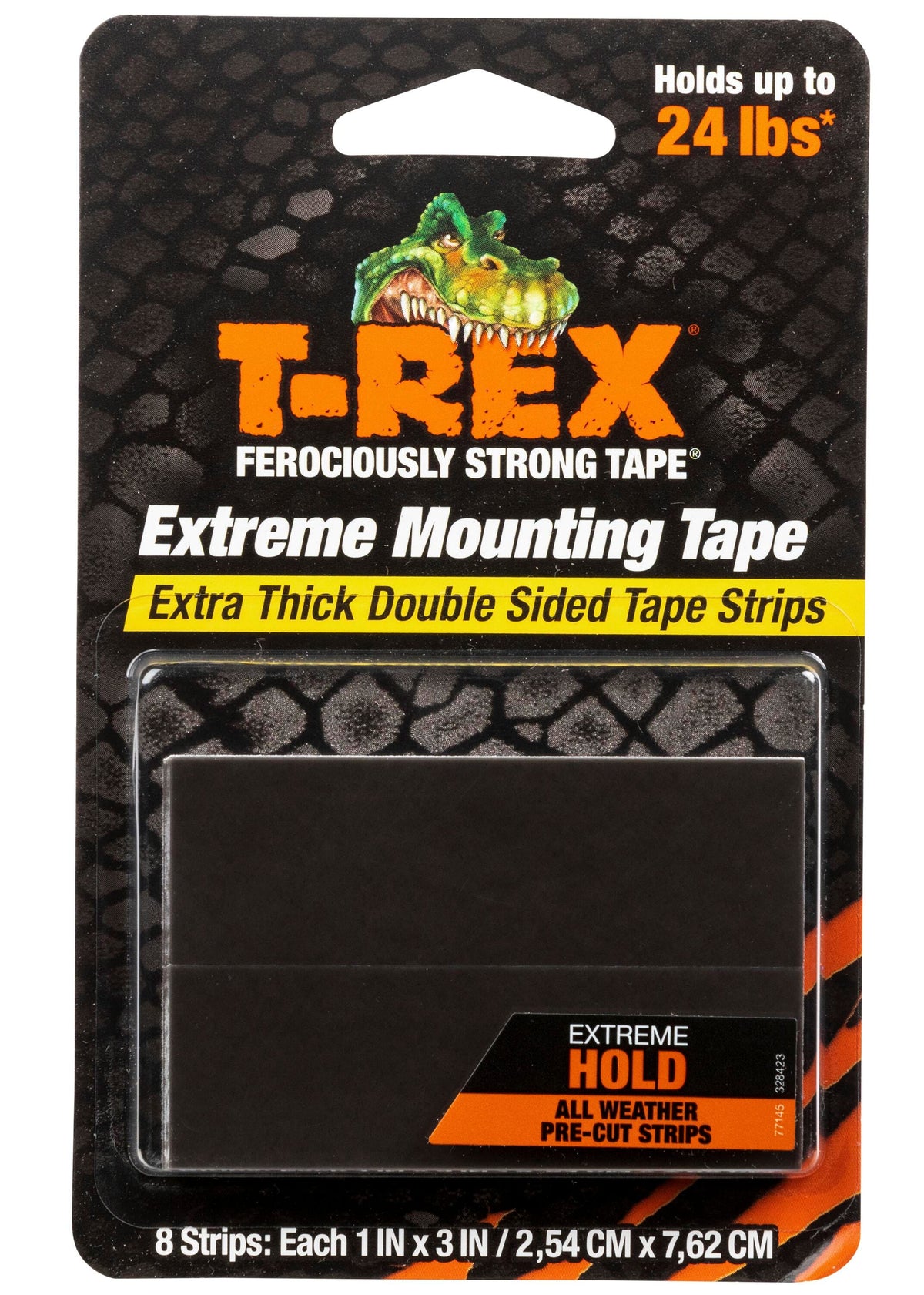 TAPE MOUNTING T-REX 1 IN X 3 IN BLACK PACK OF 8