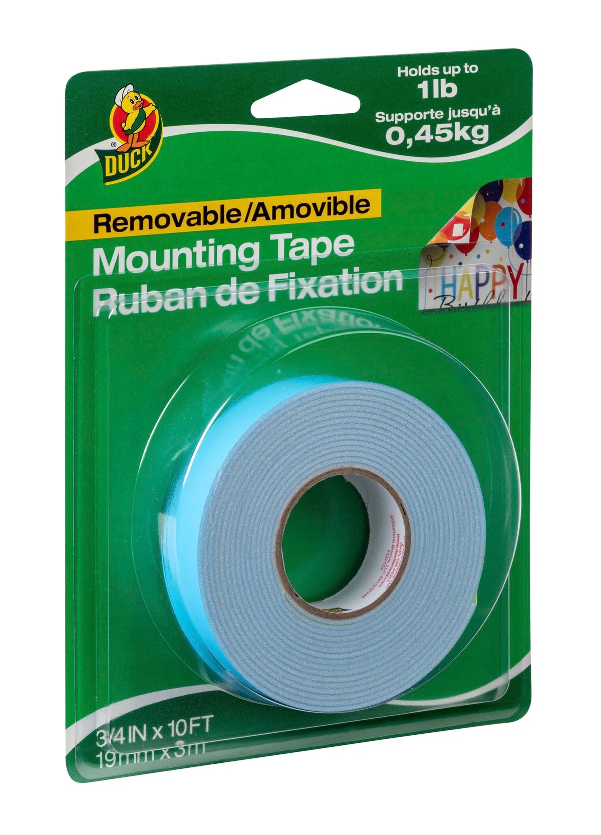 TAPE MOUNTING DUCK 3/4 IN X 10 FT WHITE ROLL