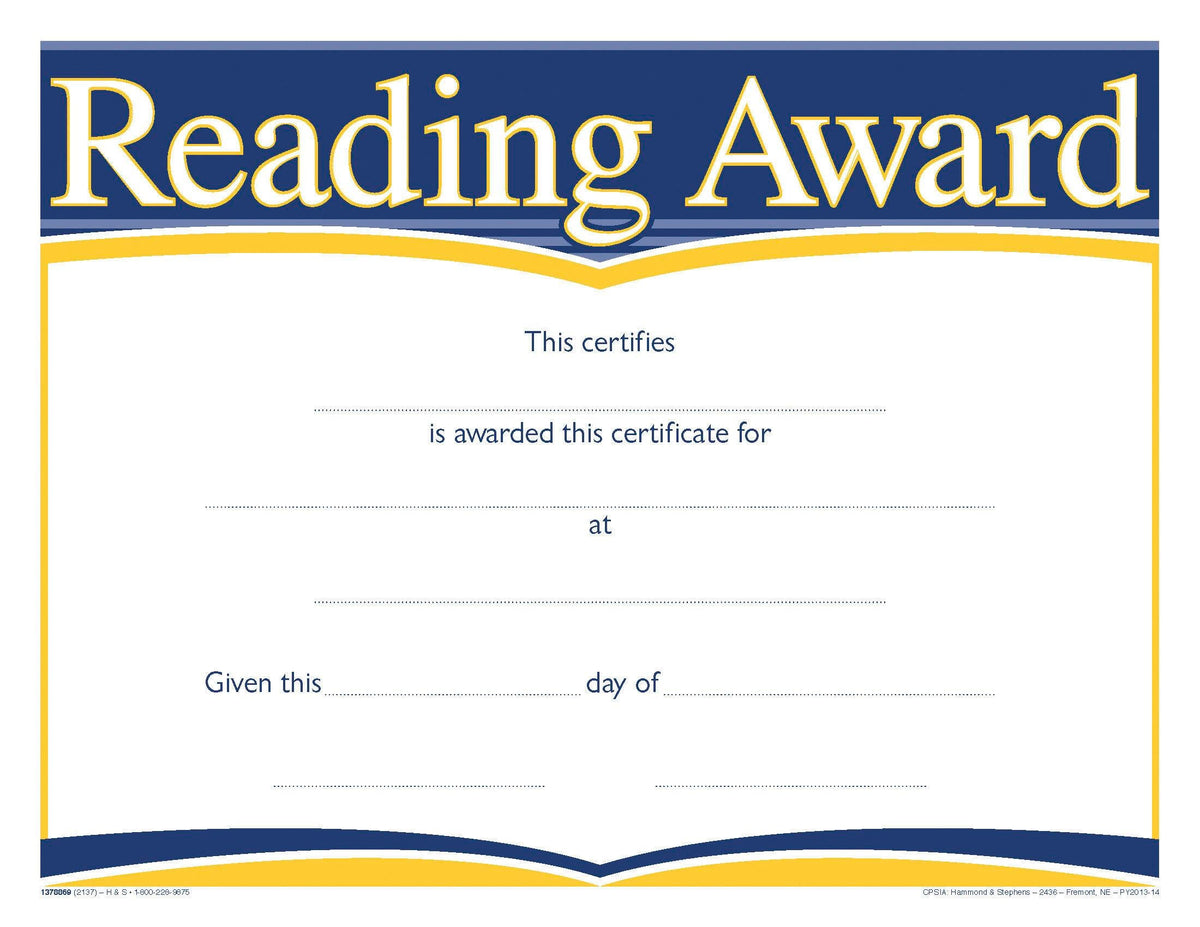 AWARD RECOGNITION READING 8-1/2 X 11 INCHES 70 LB