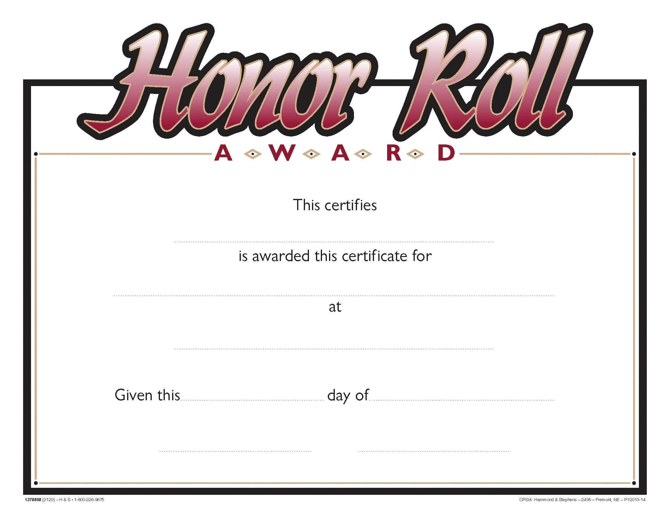 AWARD RECOGNITION HONOR ROLL 8-1/2 X 11 INCHES 70 LB