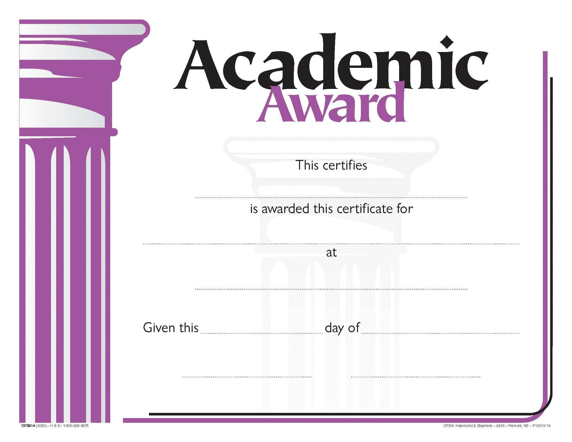 AWARD RECOGNITION ACADEMIC 8-1/2 X 11 INCHES 70 LB