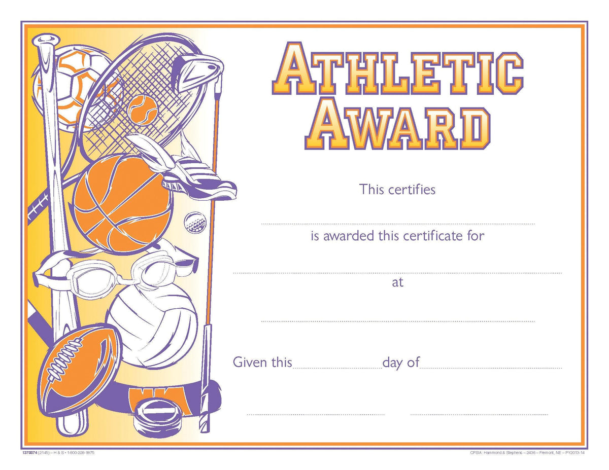 AWARD RECOGNITION ATHLETIC 8-1/2 X 11 INCHES 70 LB