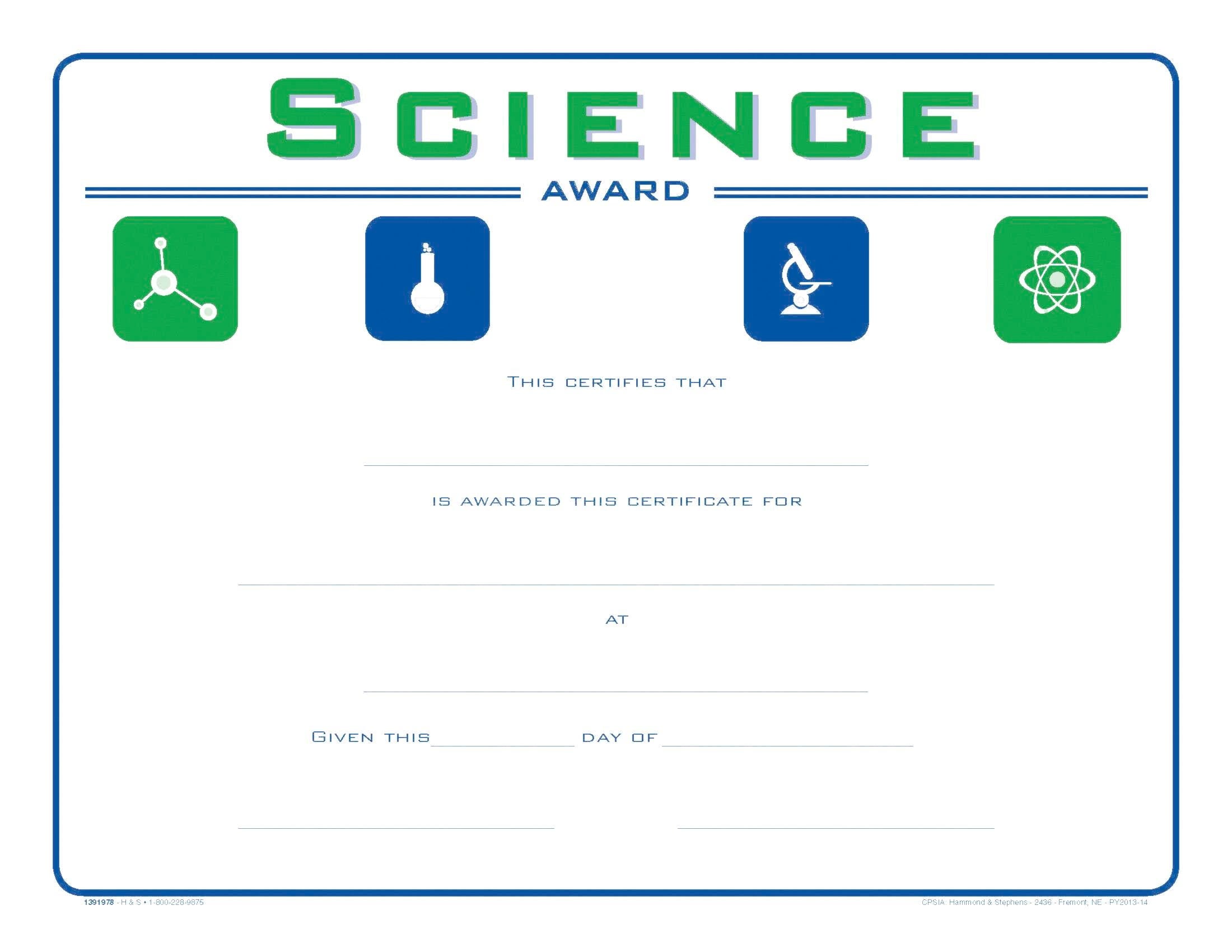 AWARD RECOGNITION SCIENCE 8-1/2 X 11 INCHES 70 LB