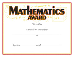AWARD RECOGNITION MATHEMATICS 8-1/2 X 11 INCHES 70LB