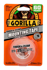 MOUNTING TAPE GORILLA 1 IN X 60 IN CLEAR ROLL