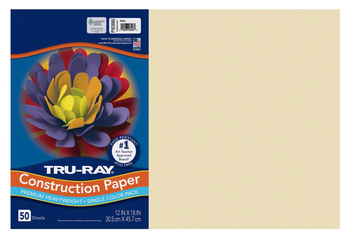 CONST PPR 12 X18 IN IVORY TRURAY 50 SHTS