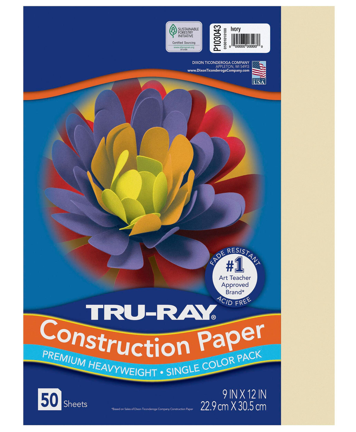 CONST PPR 9X12 IN IVORY TRURAY 50 SHTS