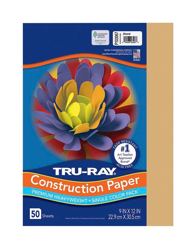 CONST PPR 9X12 IN ALMND TRURAY 50 SHTS