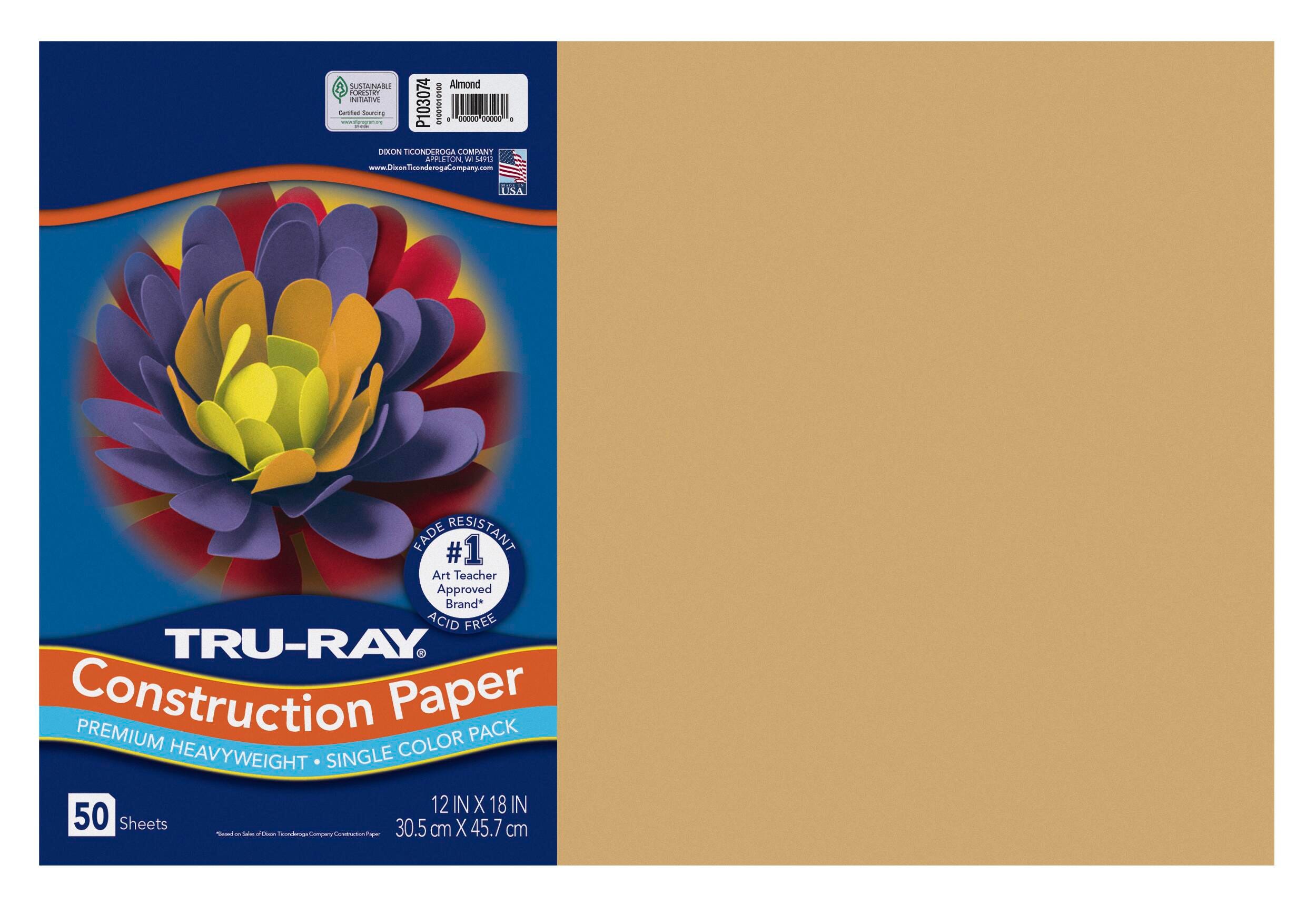 CONST PPR 12 X18 IN ALMND TRURAY 50 SHTS