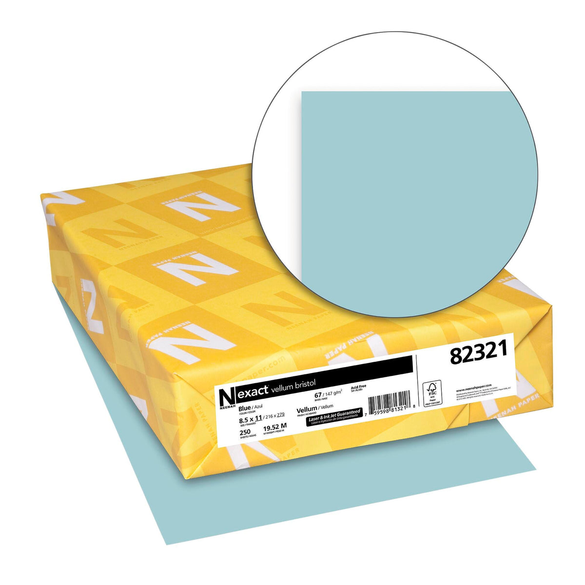 COLOR CARDSTOCK VELLUM BRISTOL BLUE 8.5X11 67 LB 250 SHTS