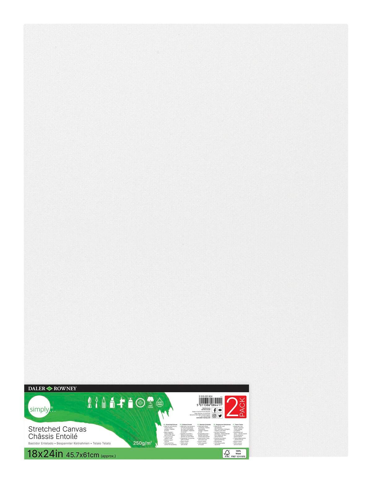 CANVAS STRETCHED SIMPLY 18X24 PACK OF 2
