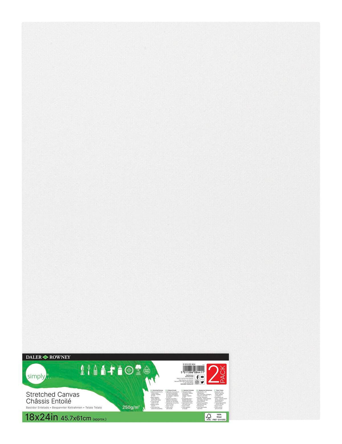 CANVAS STRETCHED SIMPLY 18X24 PACK OF 2