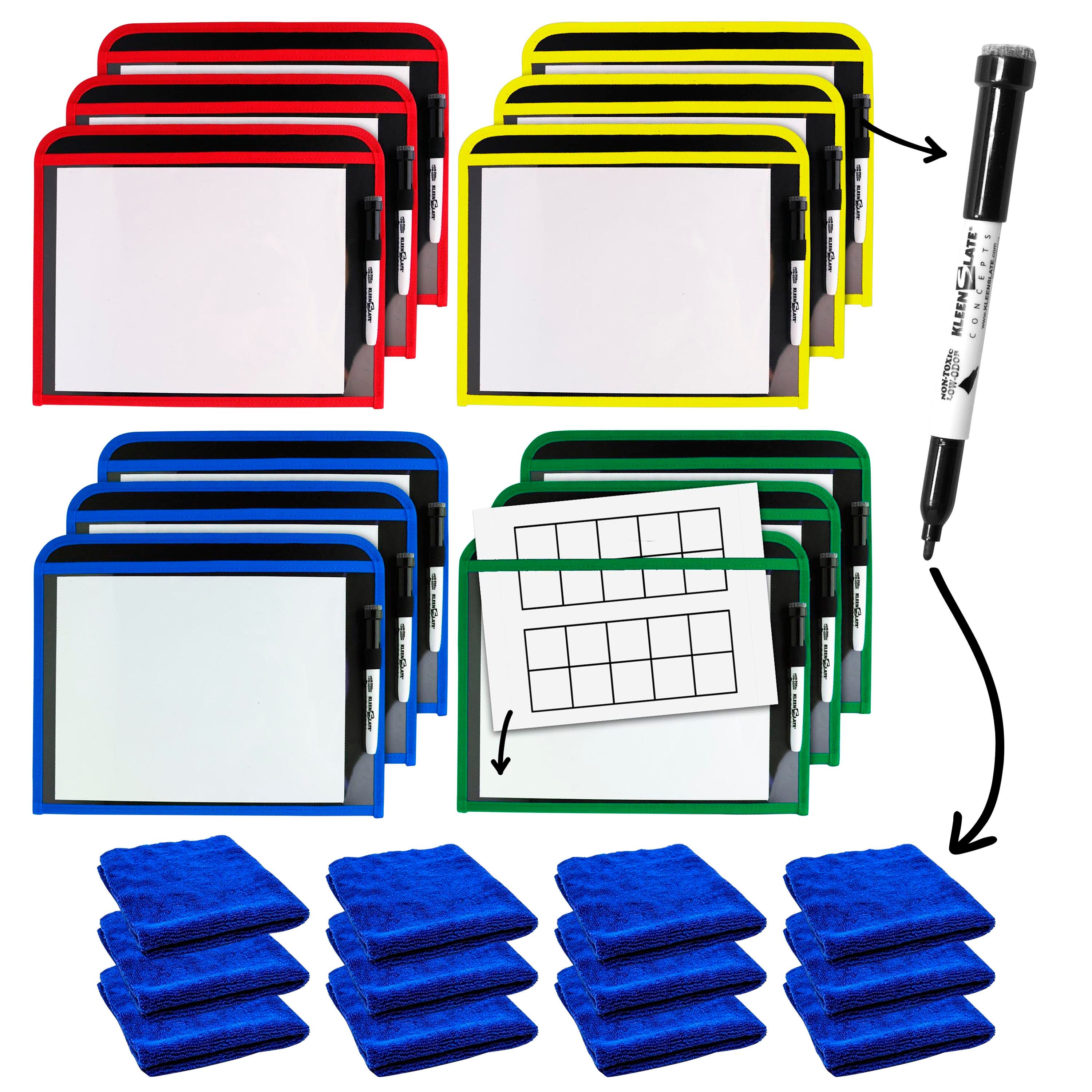 DRY ERASE CLASS PACK MARKER CLOTH AND POCKET SET OF 36