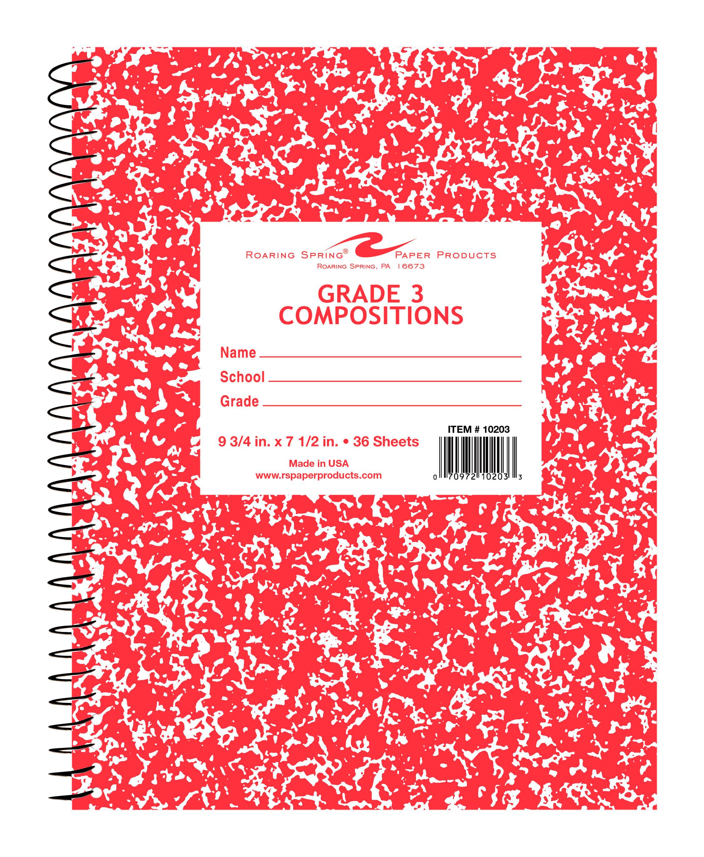BOOK COMPOSITION 9.75X7.5 IN RED GRD 3 36 SHTS