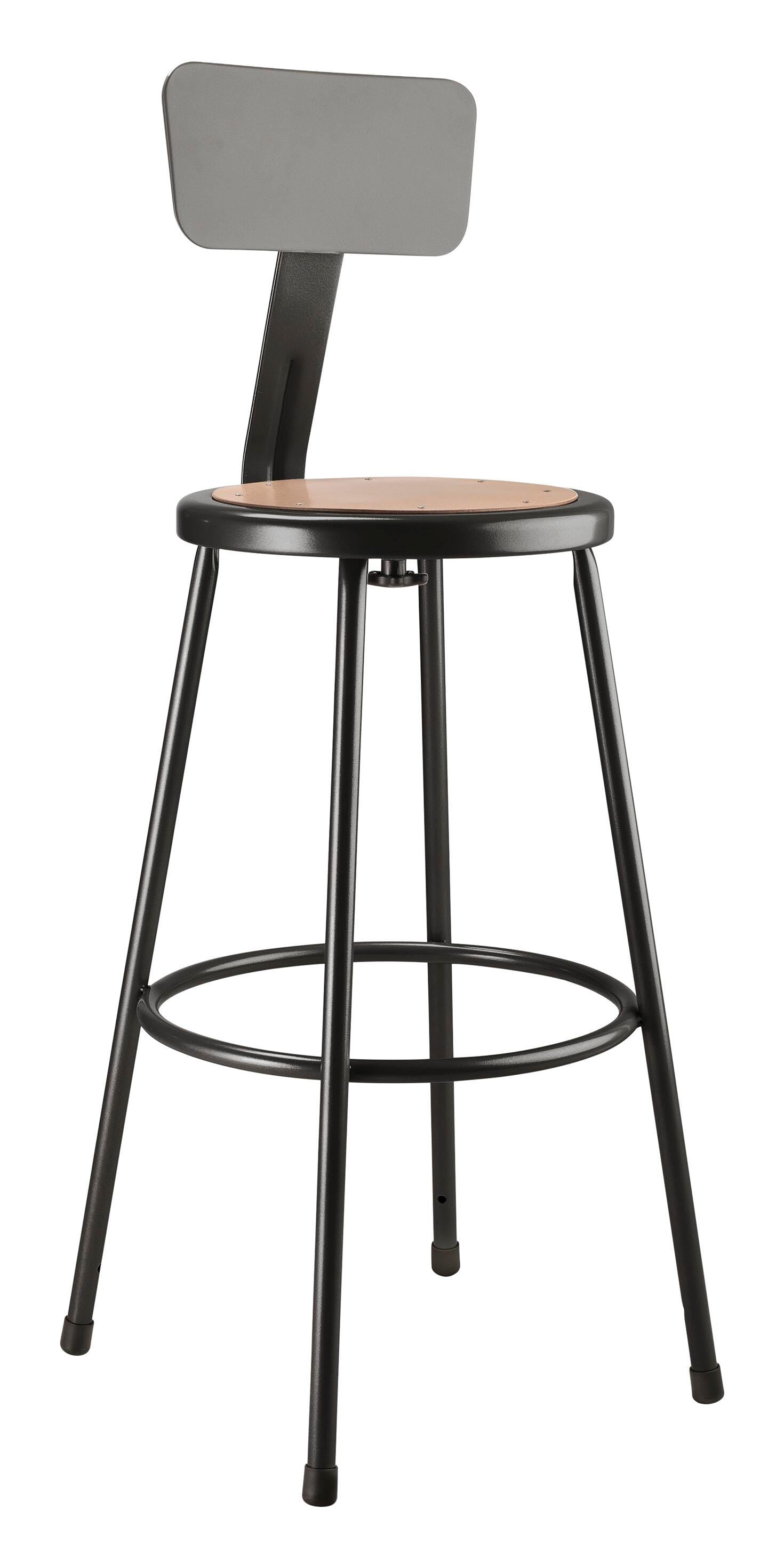 STOOL - NATIONAL PUBLIC SEATING HEAVY DUTY STEEL STOOL WITH BACKREST - 30 IN FIXED HEIGHT - BLACK