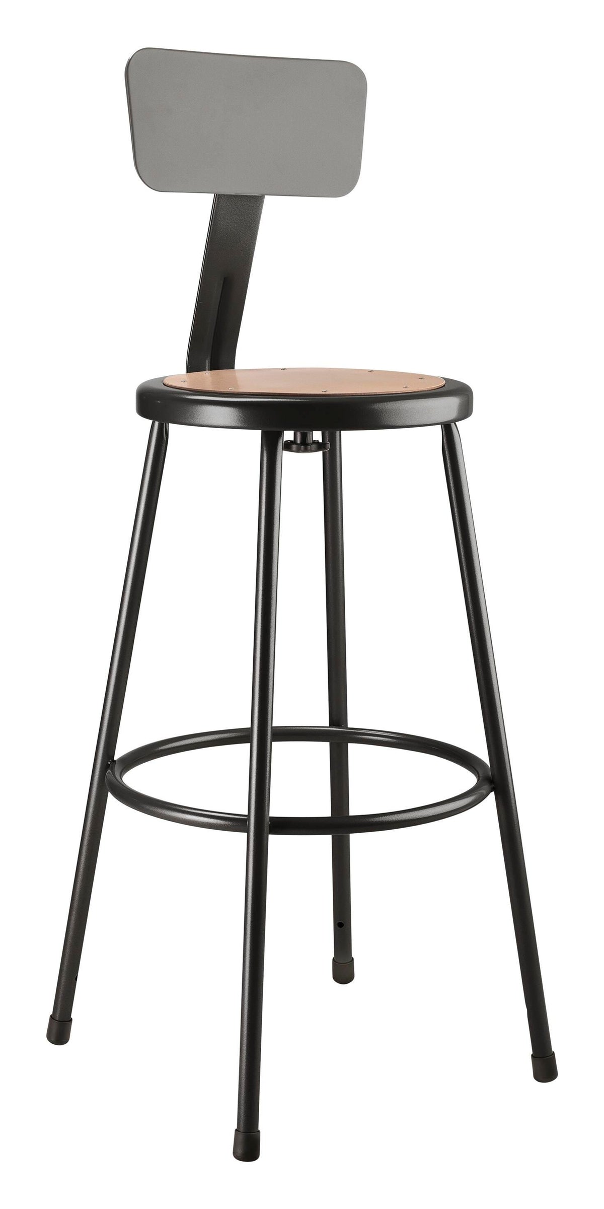 STOOL - NATIONAL PUBLIC SEATING HEAVY DUTY STEEL STOOL WITH BACKREST - 30 IN FIXED HEIGHT - BLACK