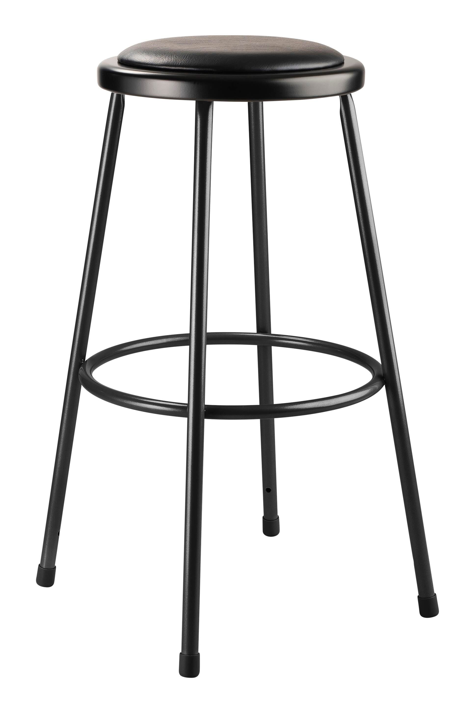 STOOL - NATIONAL PUBLIC SEATING HEAVY DUTY VINYL PADDED STEEL STOOL - 30 IN FIXED HEIGHT - BLACK