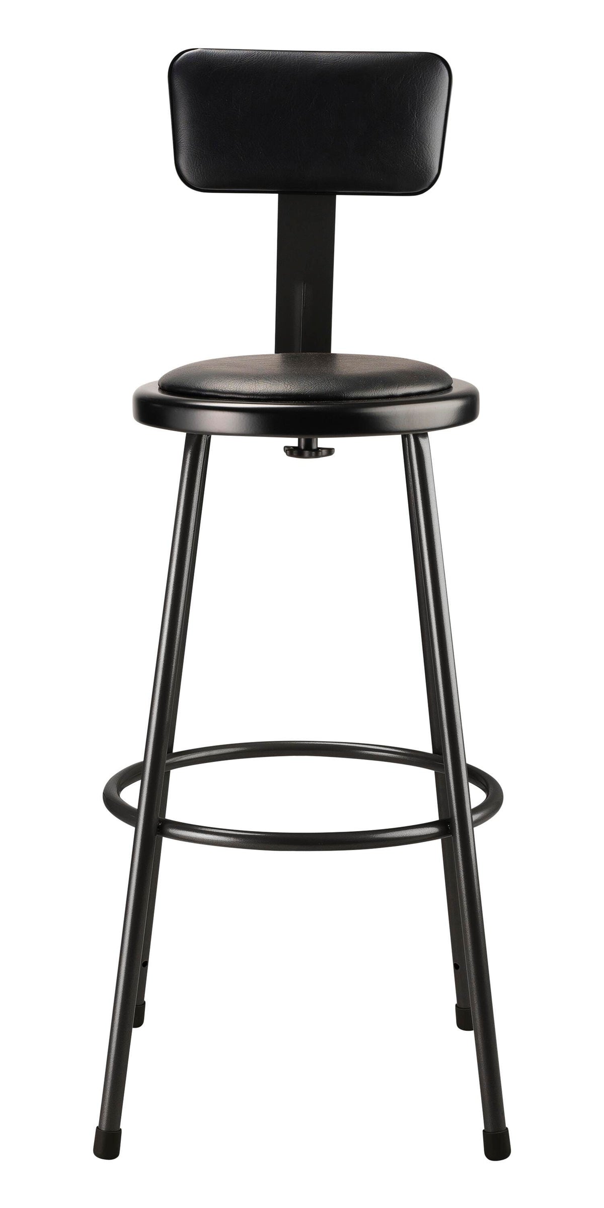 STOOL - NATIONAL PUBLIC SEATING HEAVY DUTY VINYL PADDED STEEL STOOL- BACKREST - 30 IN FIXED HEIGHT - BLACK