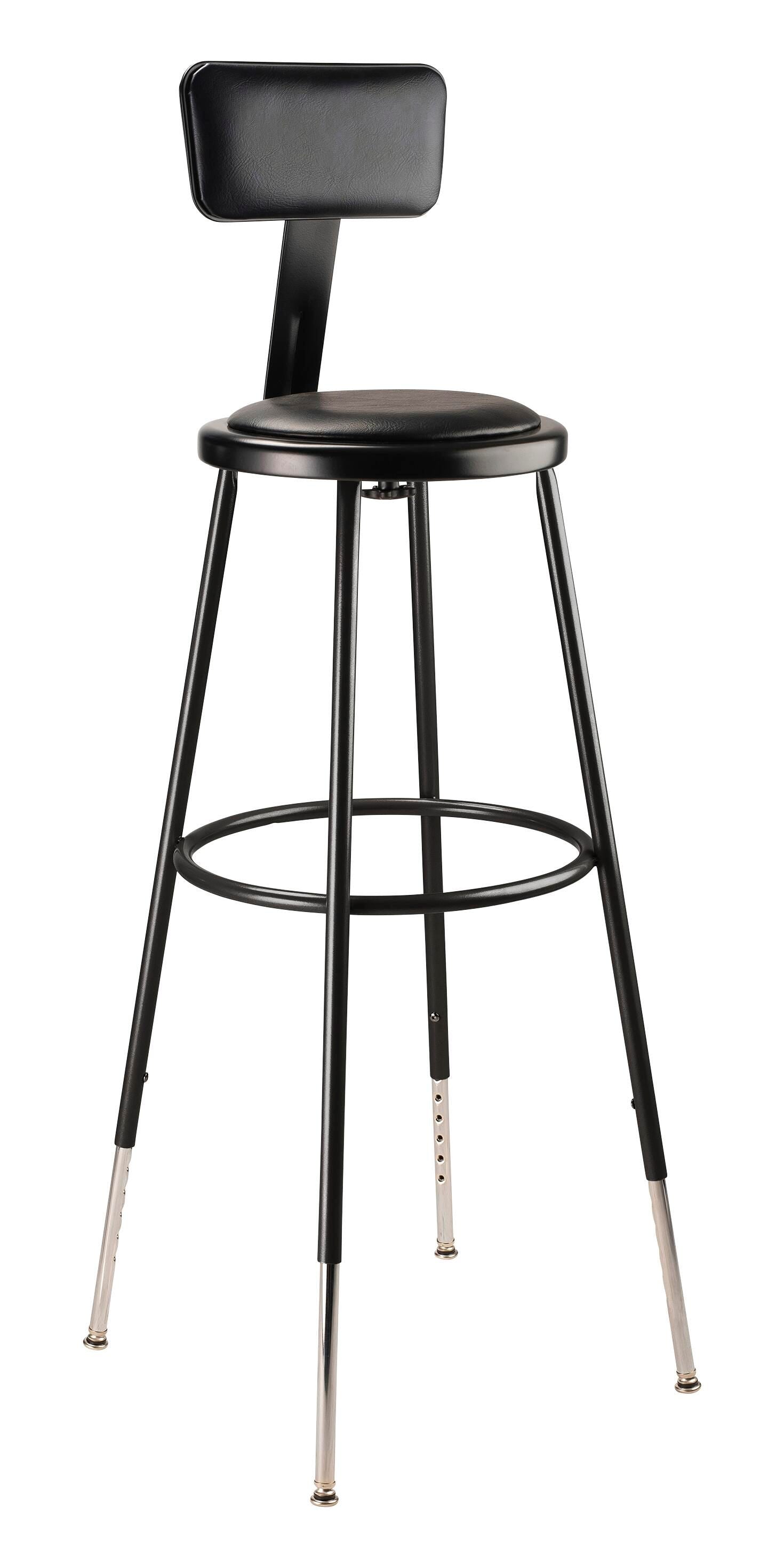 STOOL - NATIONAL PUBLIC SEATING HEIGHT ADJUSTABLE HEAVY DUTY VINYL PADDED STEEL STOOL - BACKREST - 30 IN FIXED HEIGHT - BLACK