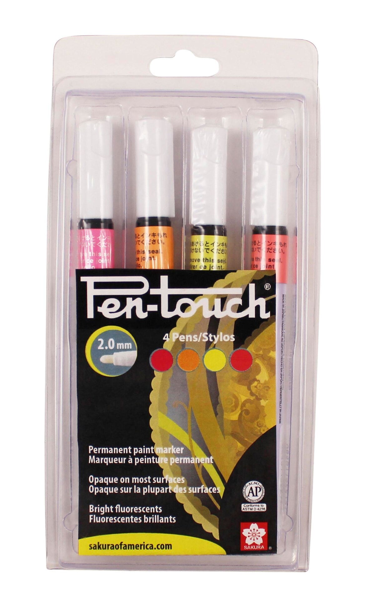 PEN MARKERS SAKURA PENTOUCH MEDIUM ASST FLOURESCENT SET OF 4