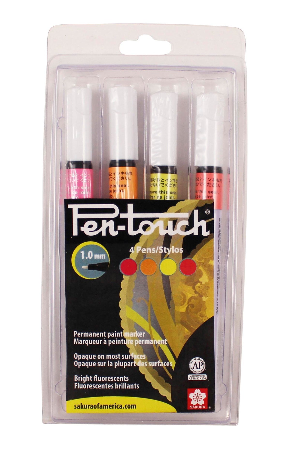 PEN MARKERS SAKURA PENTOUCH FINE ASST FLOURESCENT SET OF 4