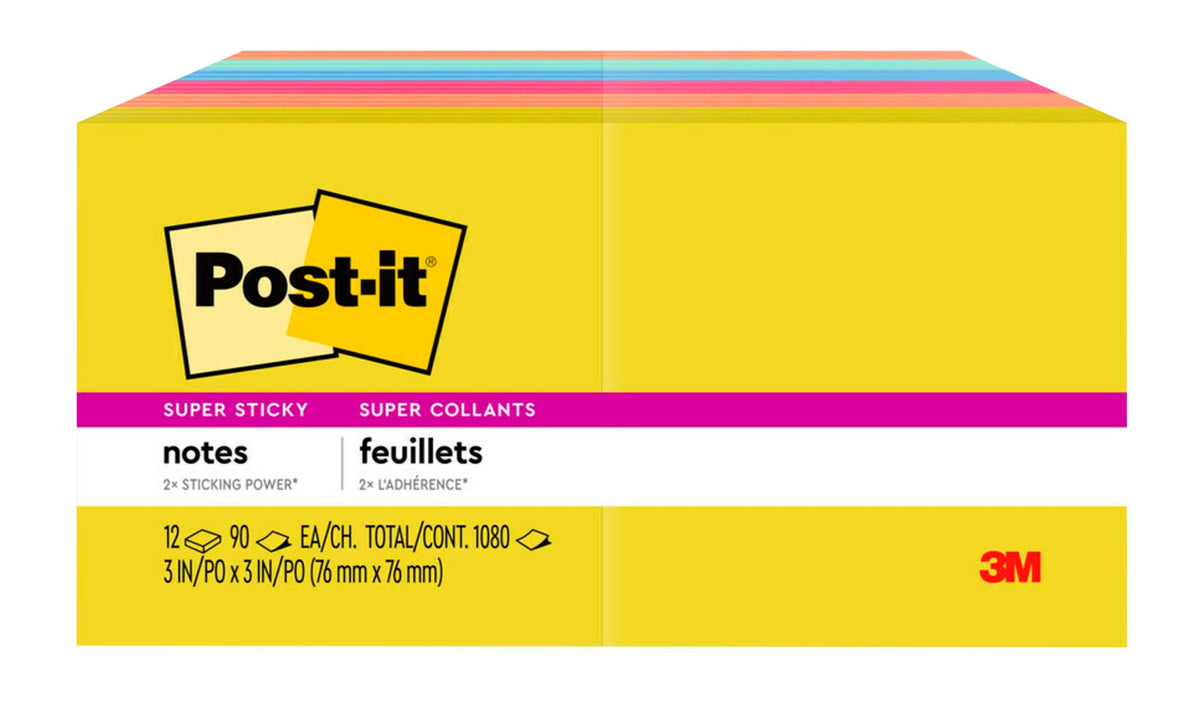NOTES POST-IT SPR STKY SMR JOY 3 X 3 IN 12 PK