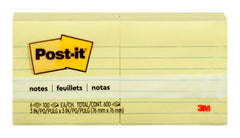 NOTES POST-IT YLW 3 X 3 IN RULED 6 PK