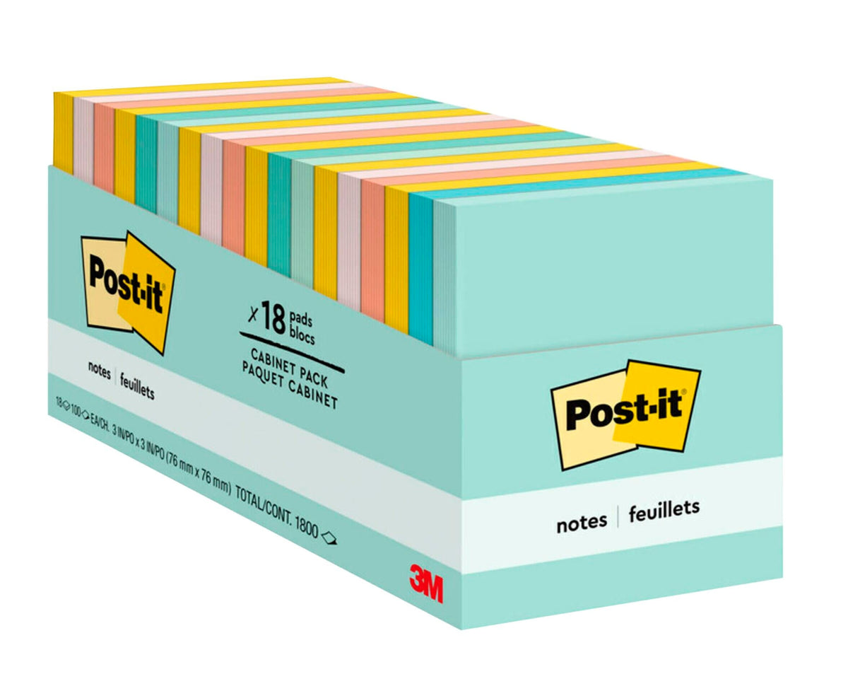 NOTES POST-IT BCH CAF 3 X 3 IN ASST 18 PK
