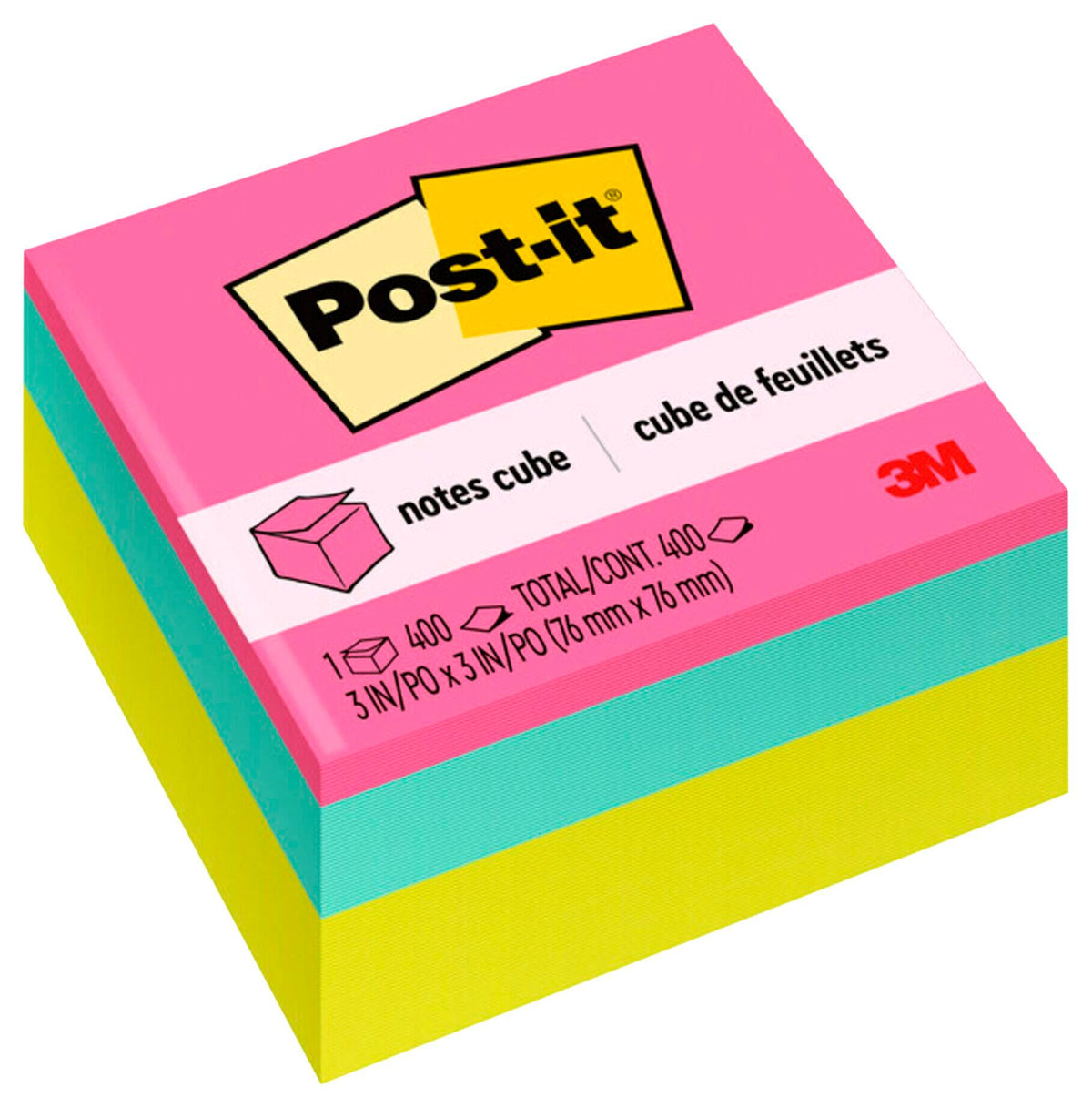 NOTES POST-IT CUBE 3 X 3 IN ASST EA 490 SHT