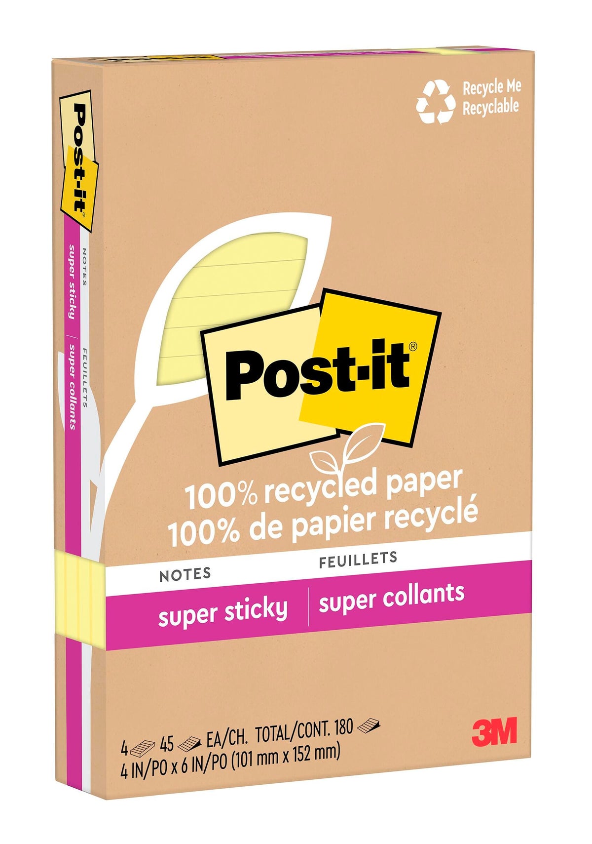 NOTES POST-IT GRNR 4 X 6 IN 4 PK