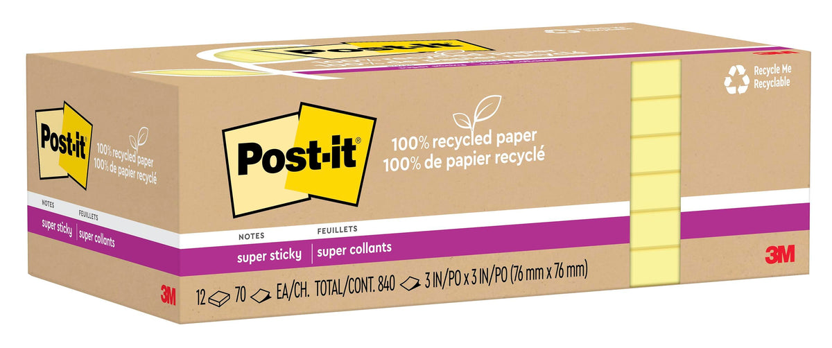 NOTES POST-IT GRNR 3 X 3 IN 12 PK
