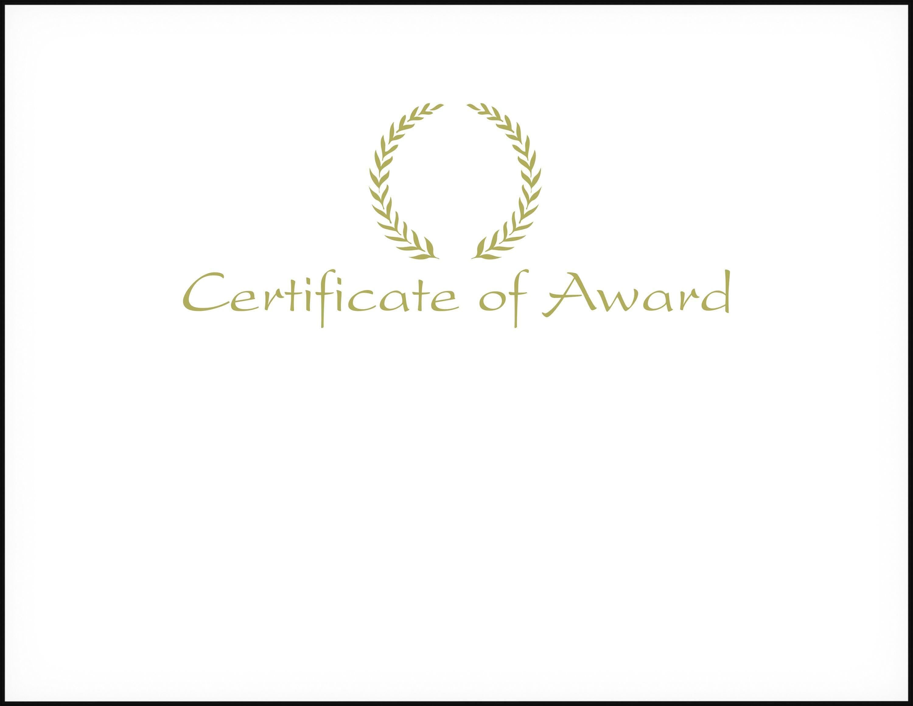AWARD RECOGNITION FOIL CERTIFICATE OF AWARD 8-1/2 X 11 INCHES