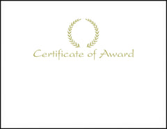 AWARD RECOGNITION FOIL CERTIFICATE OF AWARD 8-1/2 X 11 INCHES