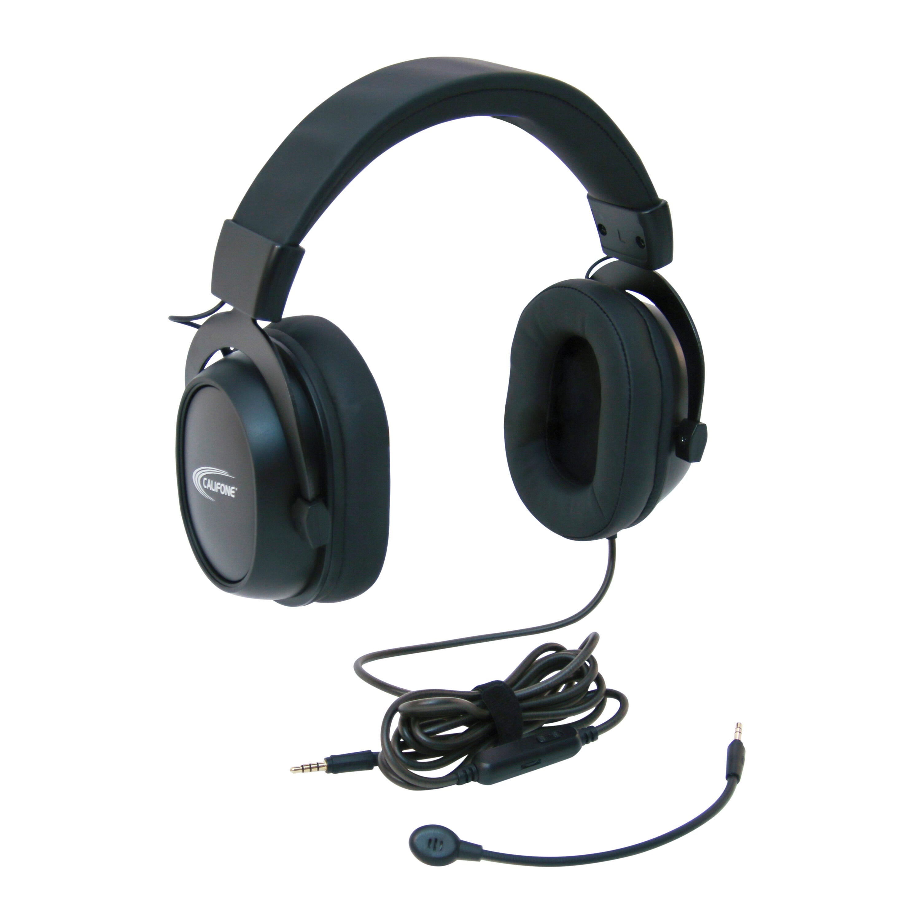 HEADPHONES WITH REMOVABLE GOOSENECK MIC - BLACK - CALIFONE GS3000 BK