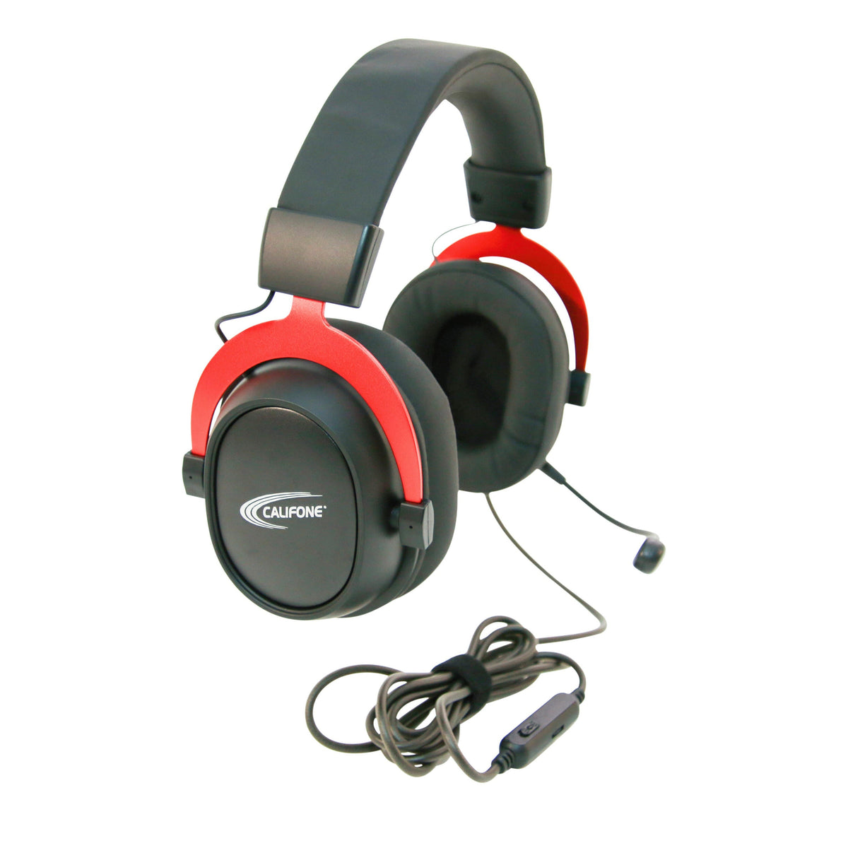 HEADPHONES WITH REMOVABLE GOOSENECK MIC - RED - CALIFONE GS3000 RD
