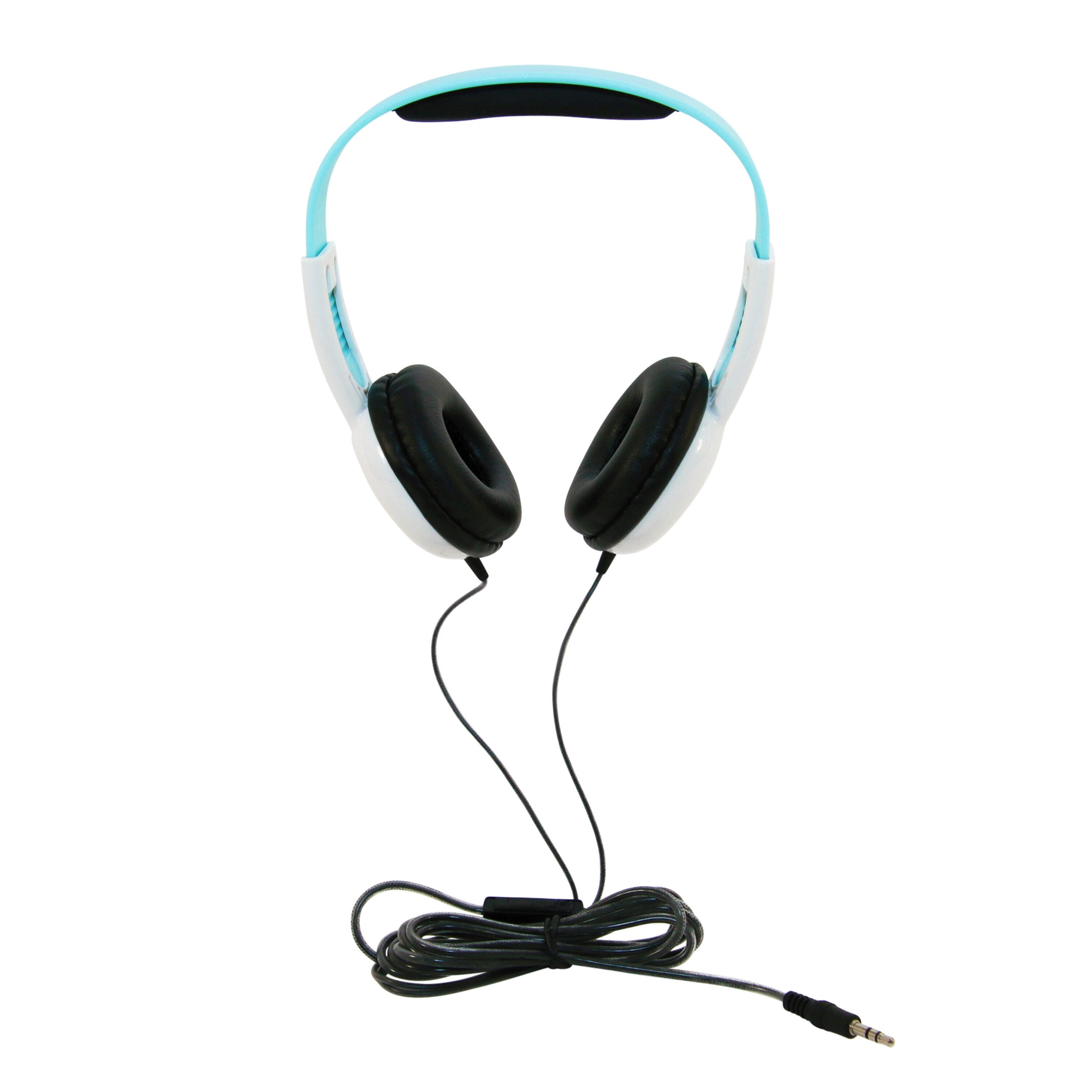 HEADPHONES PRE-K ON-EAR W/INLINE VOLUME - 3.5MM - BLUE/WHITE - CALIFONE CALITUFF KH-12V WH - EACH