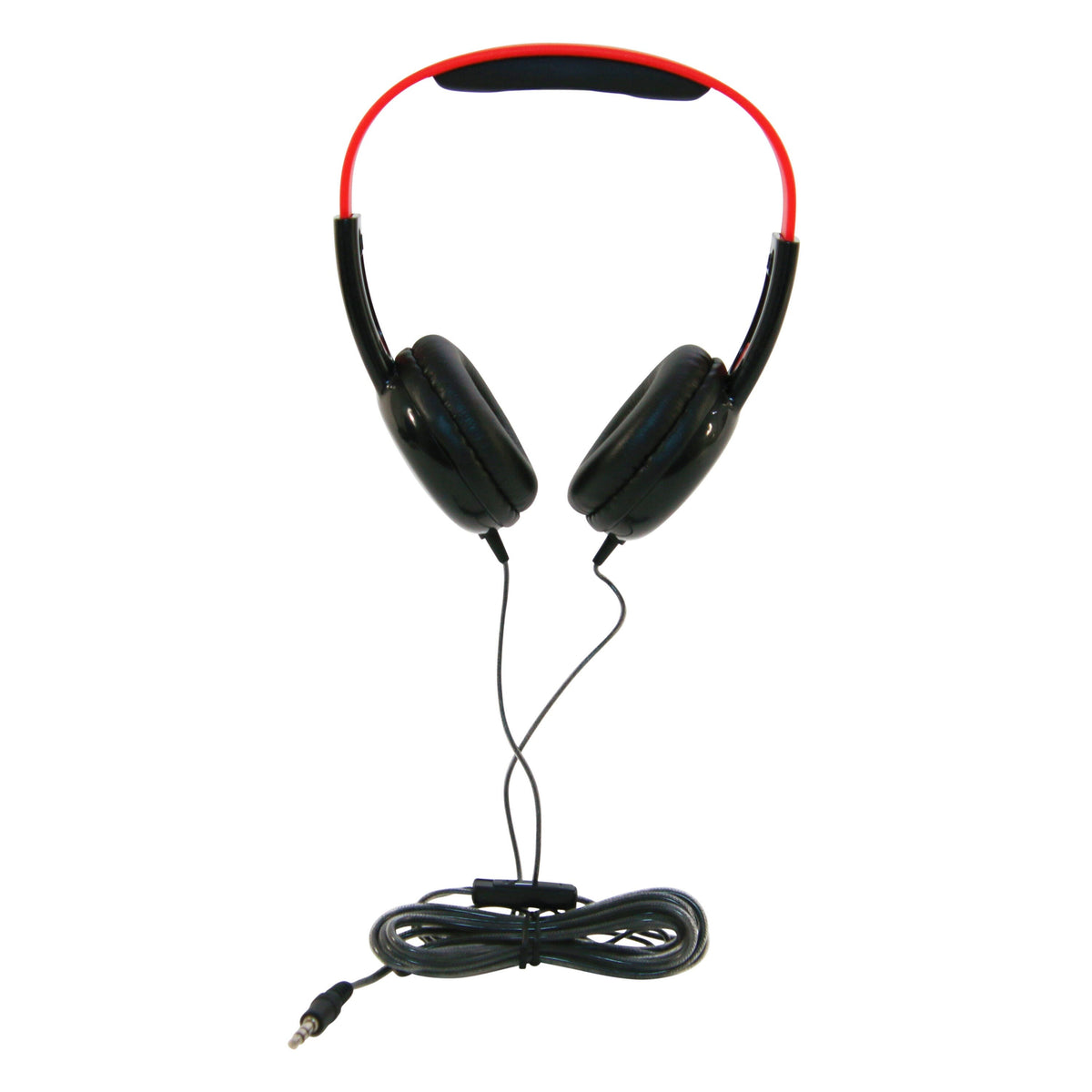 HEADPHONES PRE-K ON-EAR W/INLINE VOLUME - 3.5MM - BLACK/RED - CALIFONE CALITUFF KH-12V BK - EACH