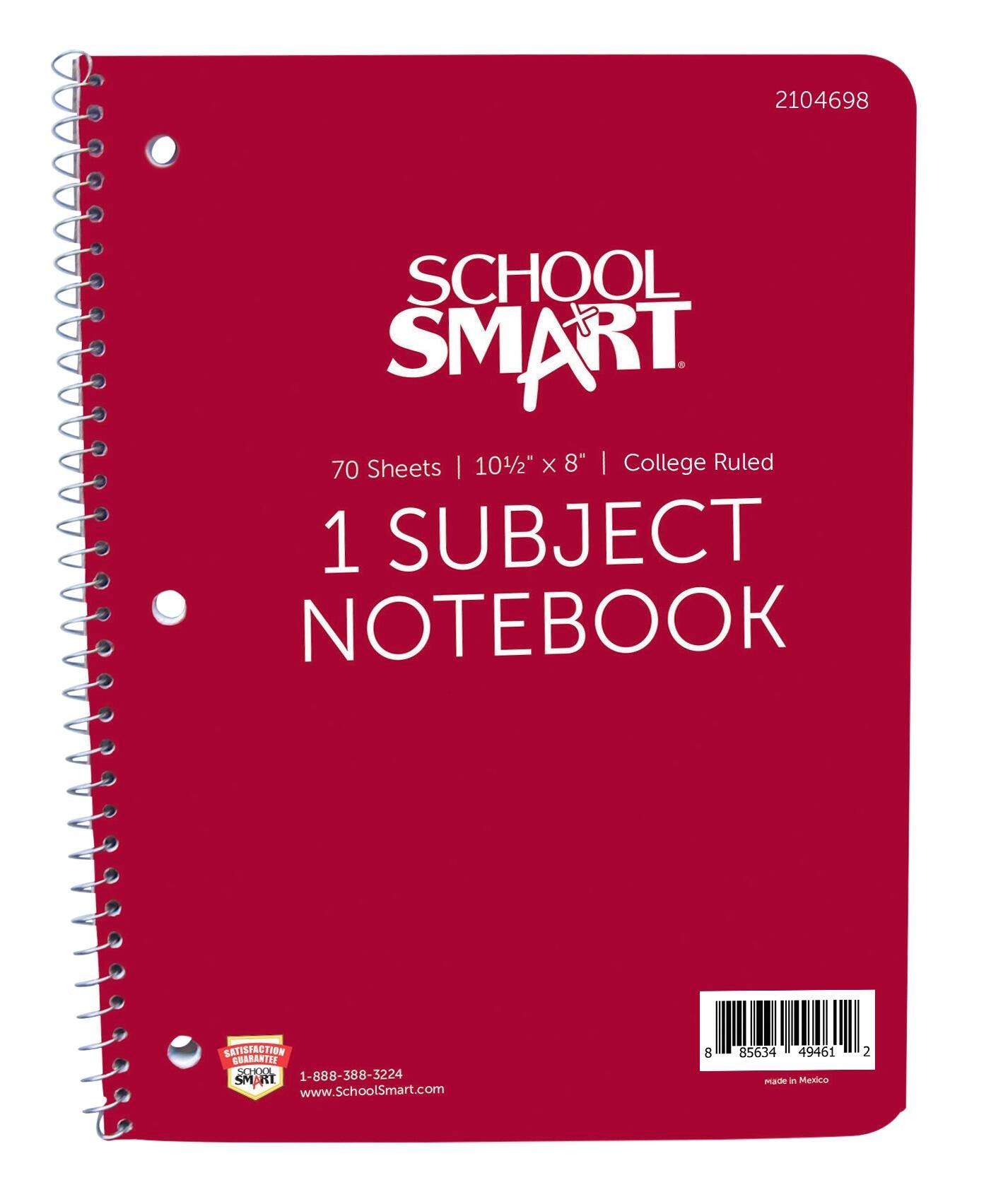 PAPER NOTEBOOK 1 SUBJECT 10.5X8 70 SHT CR SCHL SMRT