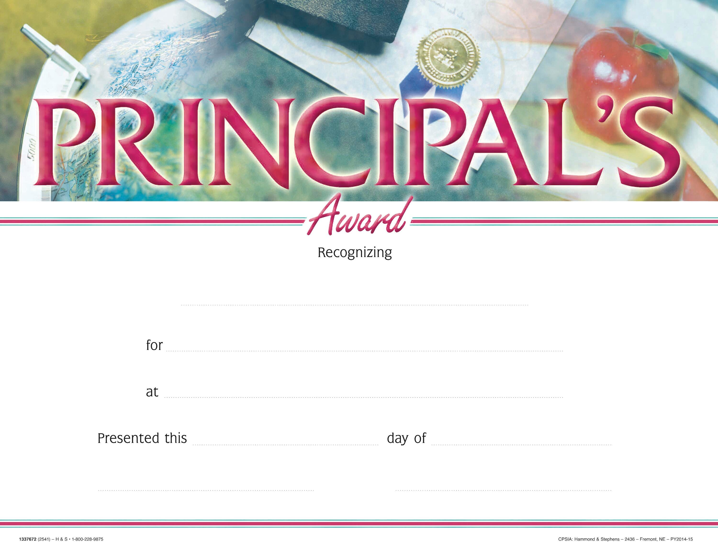 AWARD RECOGNITION PRINCIPALS 8-1/2 X 11 PACK OF 25