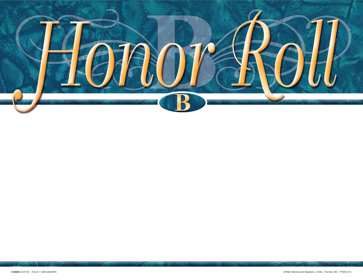 AWARD RECOGNITION B HONOR ROLL BLANK 8-1/2X11 PACK OF 25