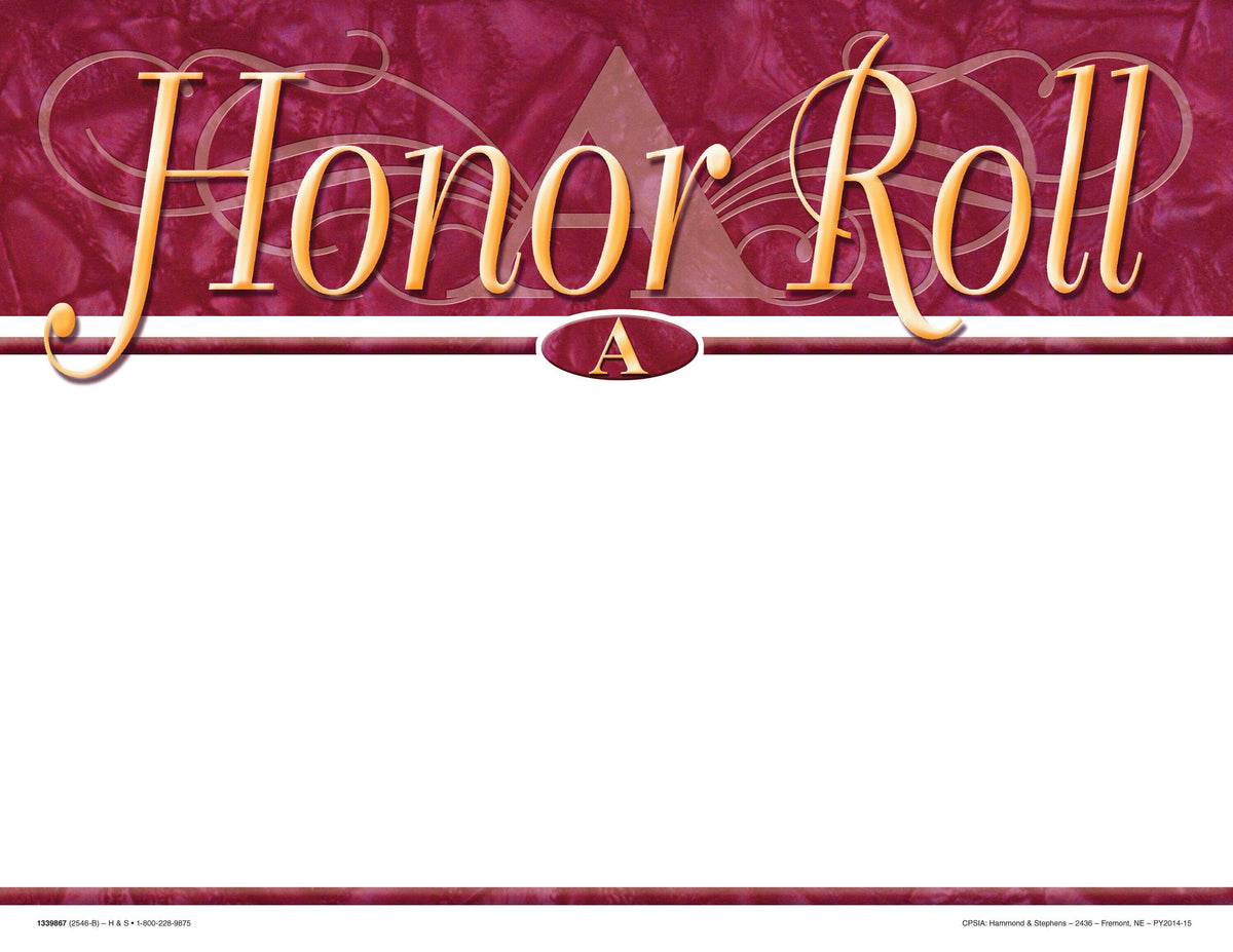 AWARD RECOGNITION HONOR A BLANK 8-1/2 X 11 PACK OF 25