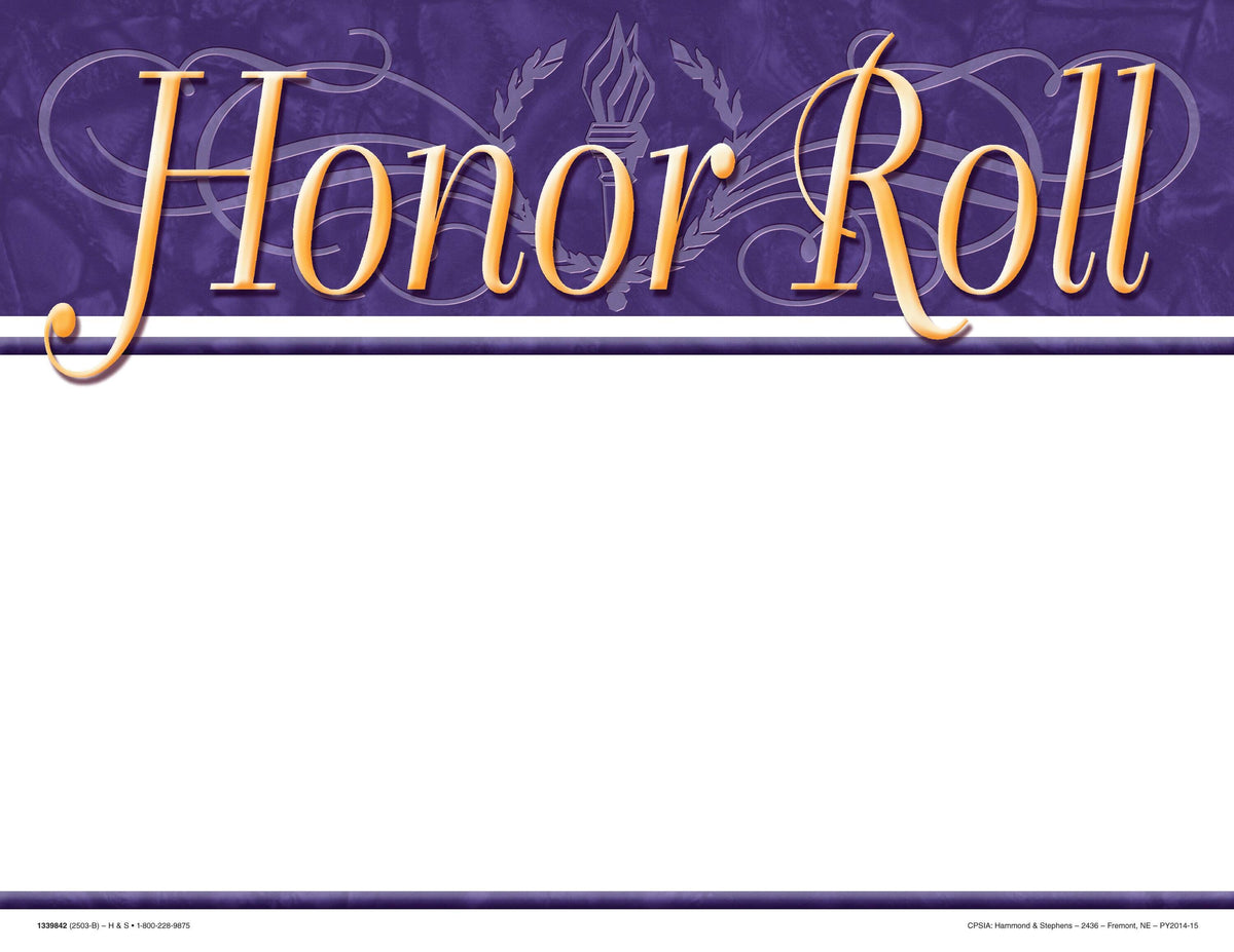 AWARD RECOGNITION HONOR ROLL BLANK 8-1/2 X 11 PACK OF 25