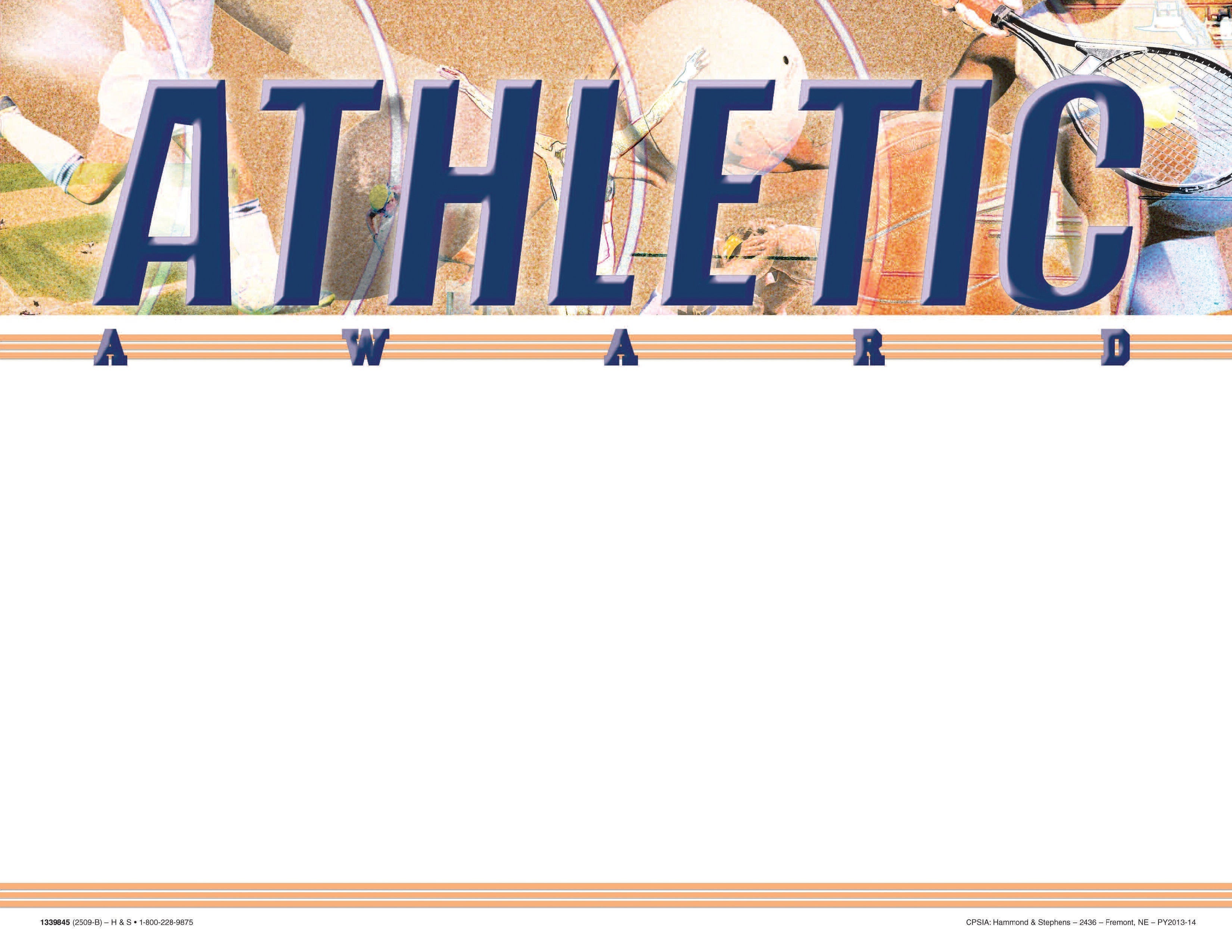 AWARD RECOGNITION ATHLETIC BLANK 8-1/2 X 11 PACK OF 25