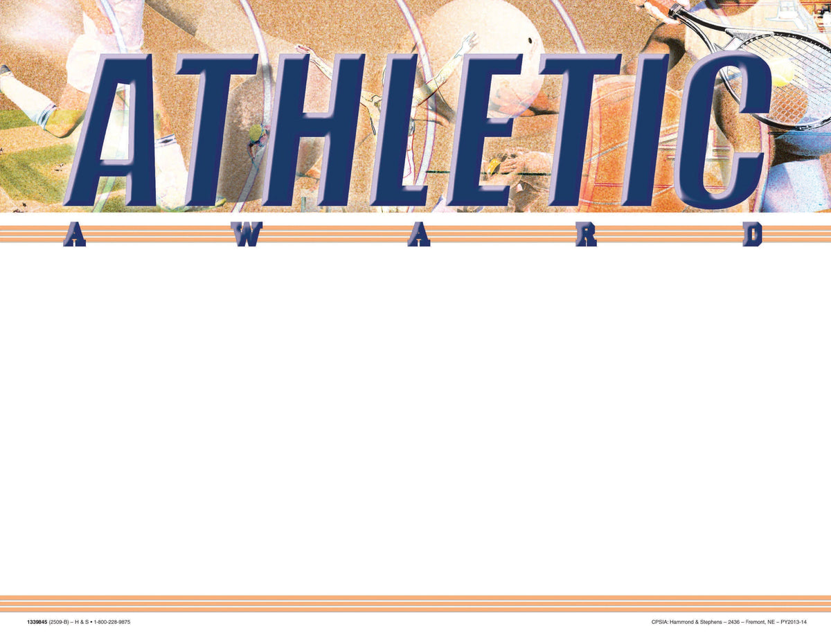 AWARD RECOGNITION ATHLETIC BLANK 8-1/2 X 11 PACK OF 25