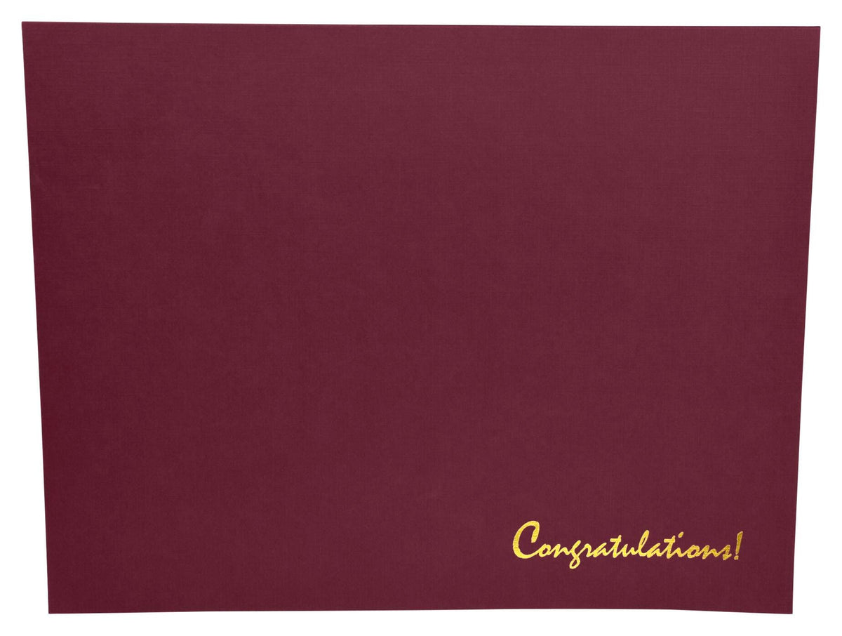 CONGRATULATIONS AWARD COVER BURGUNDY PACK OF 25