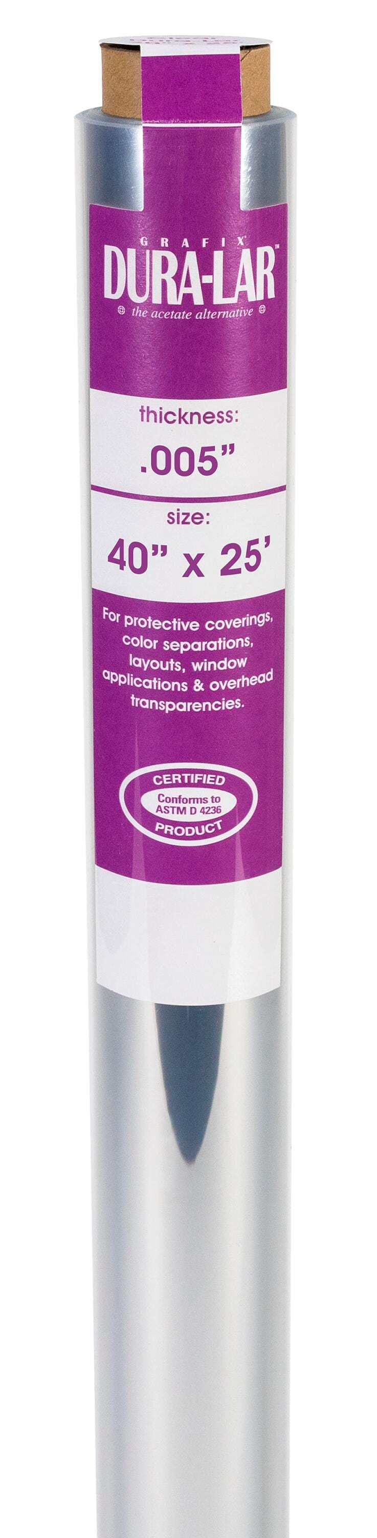 FILM DURA-LAR ROLL .005 TRANSPARENT 40 IN X 25 FT