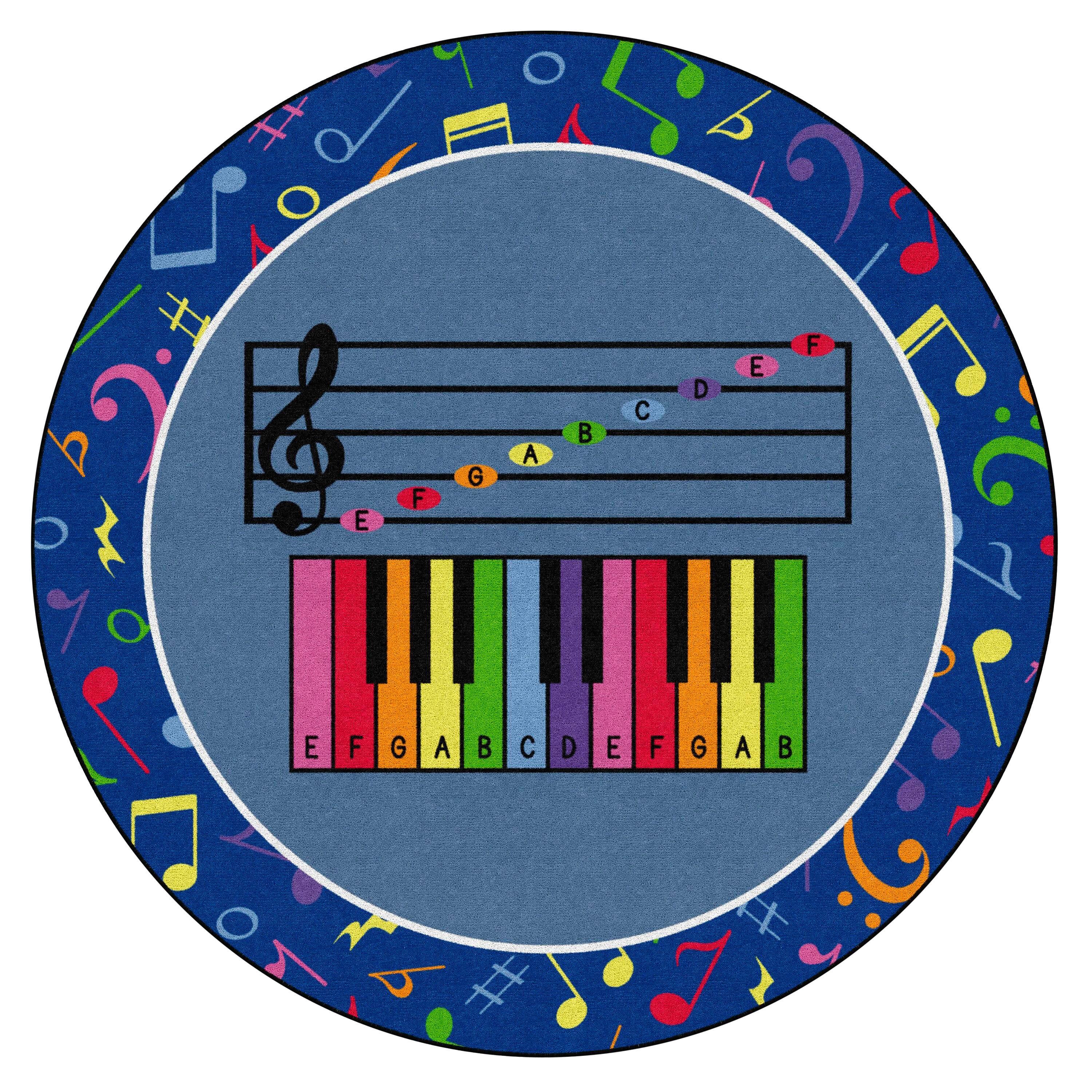 CHILDCRAFT - CARPETS - MUSIC NOTES - ROUND - 6 FT DIA